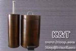  Stainless Steel Copper-PlatedTrash Cans Set 